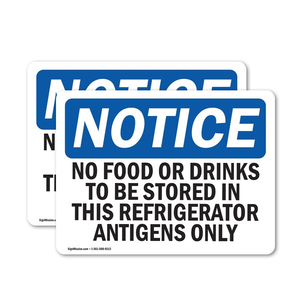Signmission No Food Or Drinks To Be Stored In This Refrigerator, 5 in W x Rectangle, Vinyl Decal OS-2PACK-NS-D-35-L-14618 - main